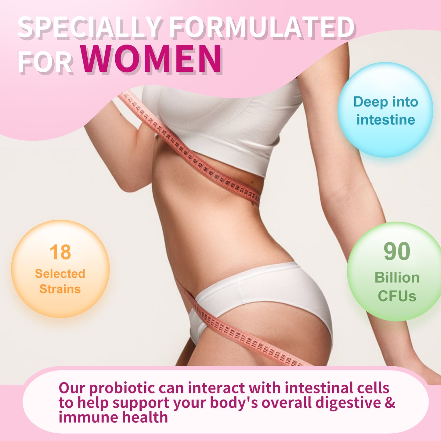 GDME Women's Probiotics, 90 Tablets 90 Billion CFU 18 Strains, Contains Organic Prebiotic Cranberry,Probiotic Supplement for Digestion, Immunity, Women's Health, Soy Gluten Dairy Free