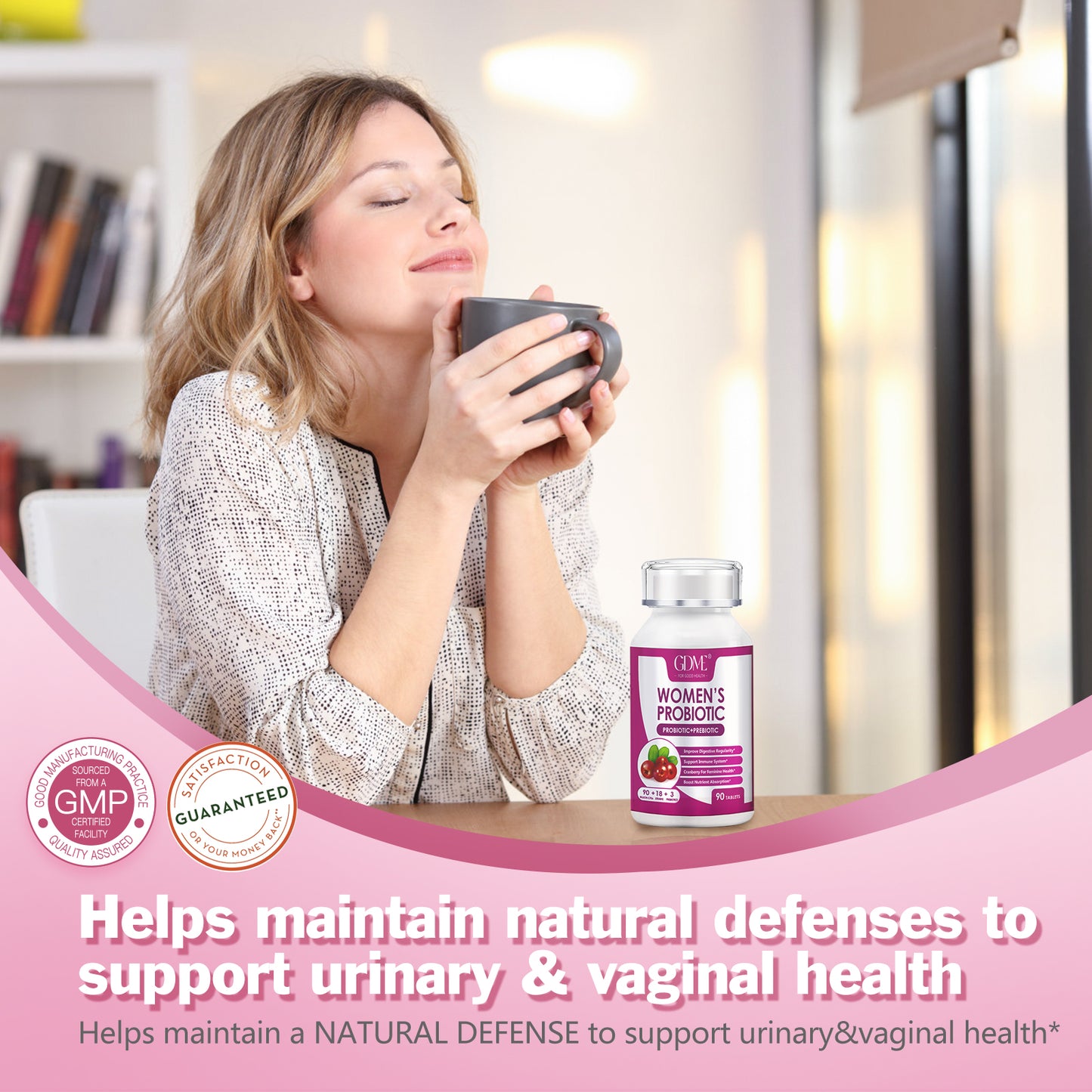 GDME Women's Probiotics, 90 Tablets 90 Billion CFU 18 Strains, Contains Organic Prebiotic Cranberry,Probiotic Supplement for Digestion, Immunity, Women's Health, Soy Gluten Dairy Free