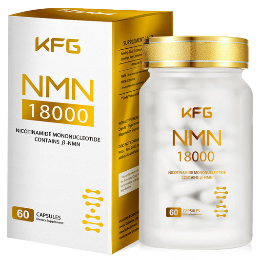 KFG NMN 18000 - NMN Nicotinamide Mononucleotide Supplement with Resveratrol, Stabilized Form & 99% High Purity to Boost NAD+ Levels for DNA Repair Supplement,for Healthy Aging,60 Capsules