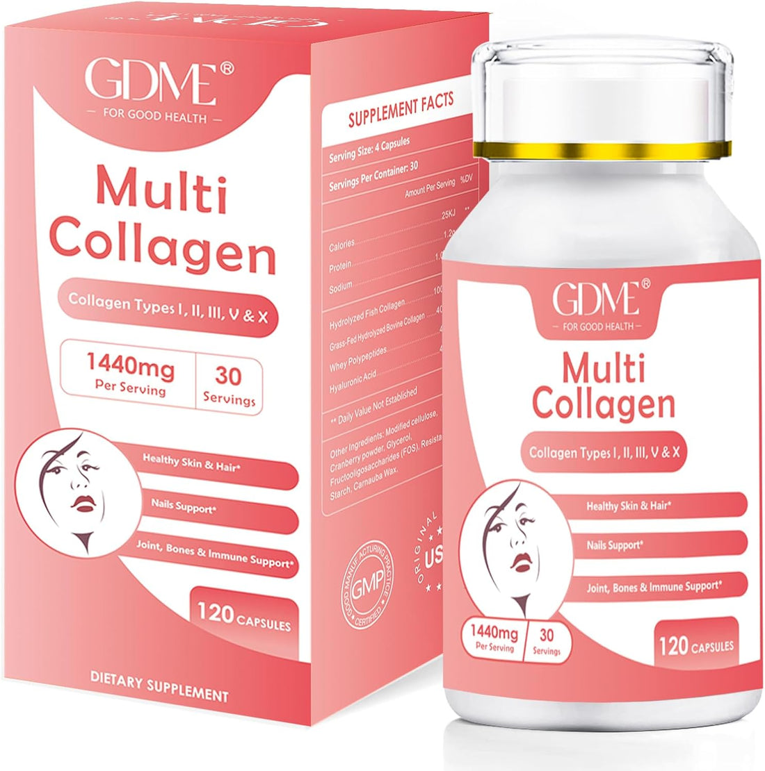 Multi Collagen Peptides Powder for Women - Type I, II, III, V, X - Hyd ...