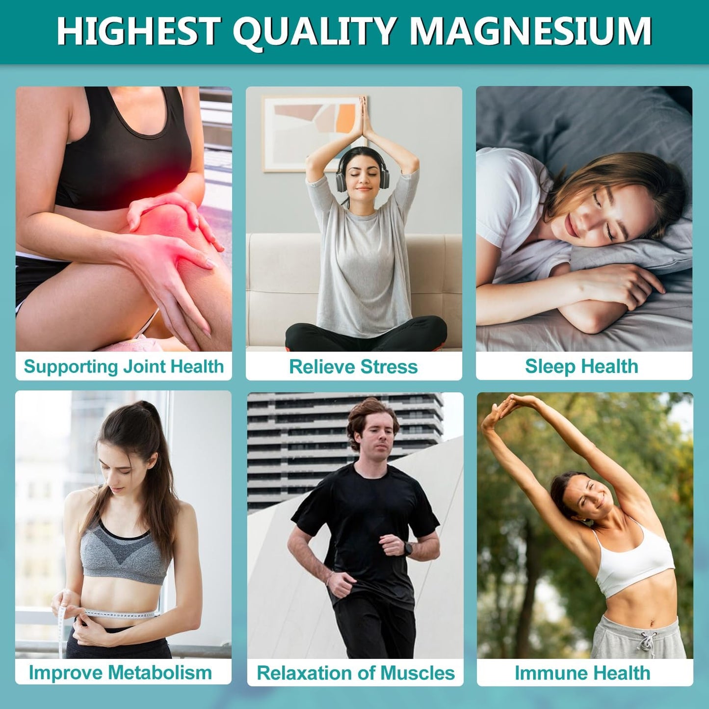 Magnesium Glycinate Supplements 450mg for Bone & Muscle Health, Supports Deep Sleep, Muscle Relaxation & Stress Relief, High Absorption, Vegan, Non-GMO, 90 Capsules