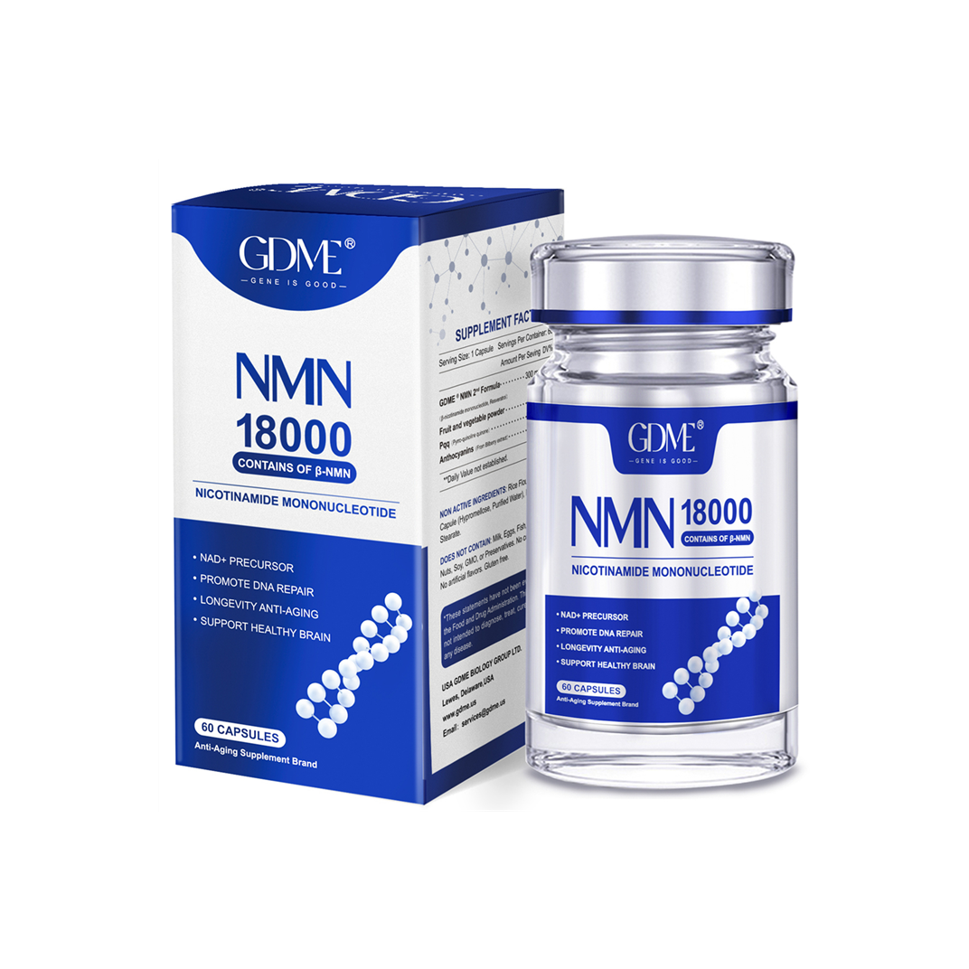 GDME NMN 18000 - NMN Nicotinamide Mononucleotide Supplement with Resveratrol, 99% High Purity and Stabilized Form for Boost NAD+ Levels, Anti-Aging, Cell Repair (60 Vegetarian Capsules)