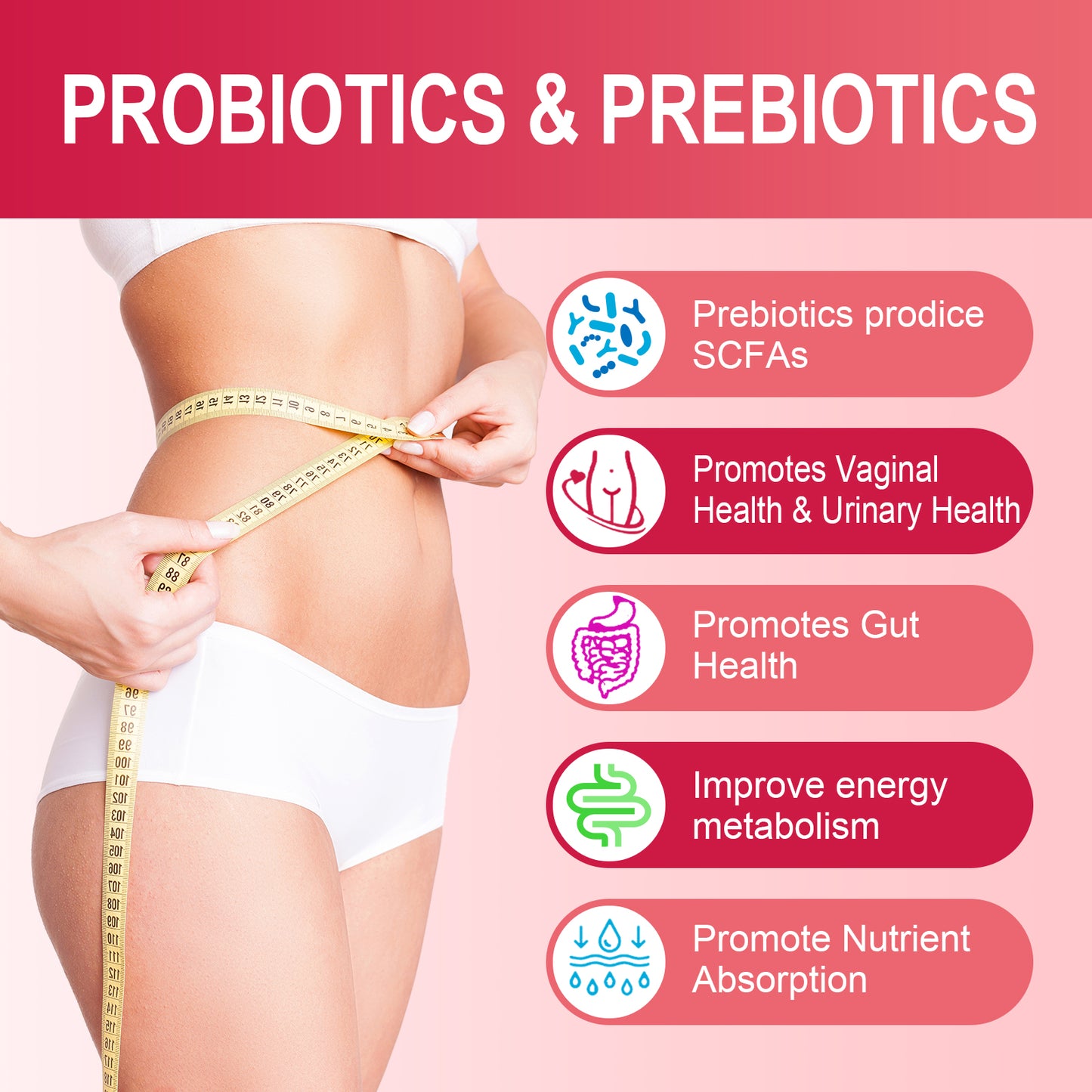 Probiotics for Women Probiotic Powder Supplement - Prebiotics and Probiotics for Weight Loss, Immune and Digestive Health Support(40packets)
