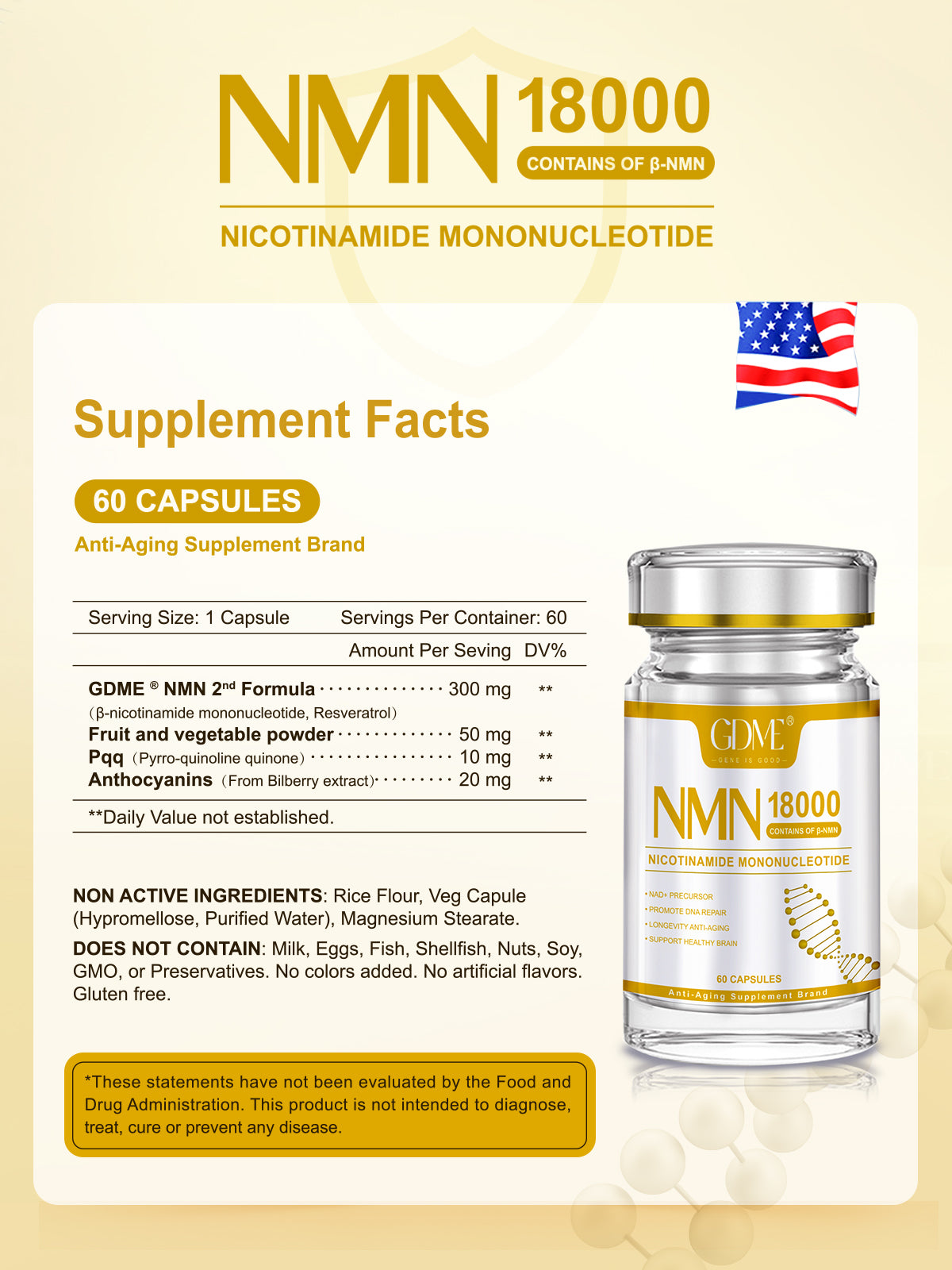 GDME NMN 18000 - NMN Nicotinamide Mononucleotide Supplement with Resve